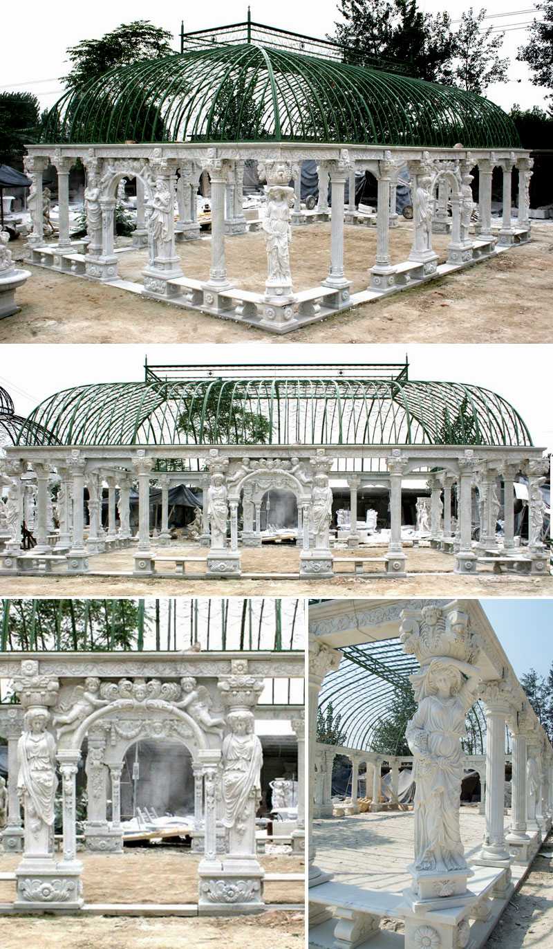 grand classical greek style white marble pavilion gazebo