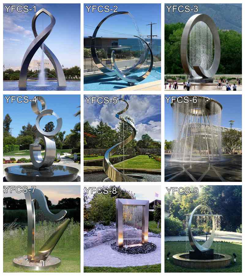 Large Modern Metal Water Fountain Outdoor Garden Art Sculpture For Sale