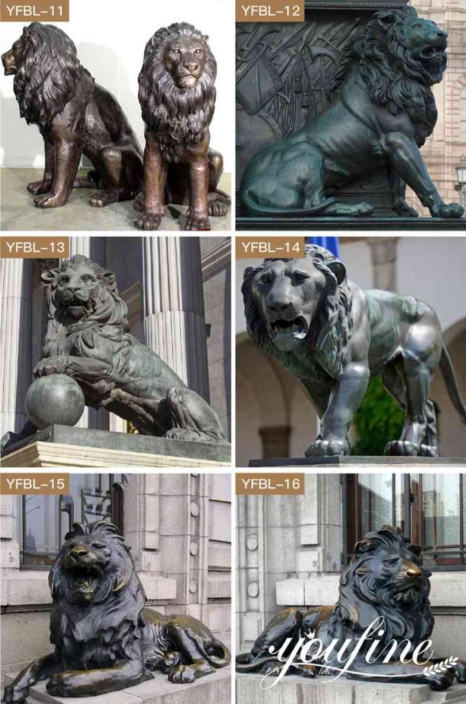 Bronze Lion Statue Lying Down Outside House Decor YouFine