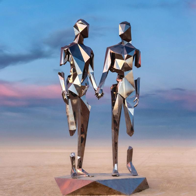 Geometric Couple Design Stainless Steel Figure Statue Huge Size for public