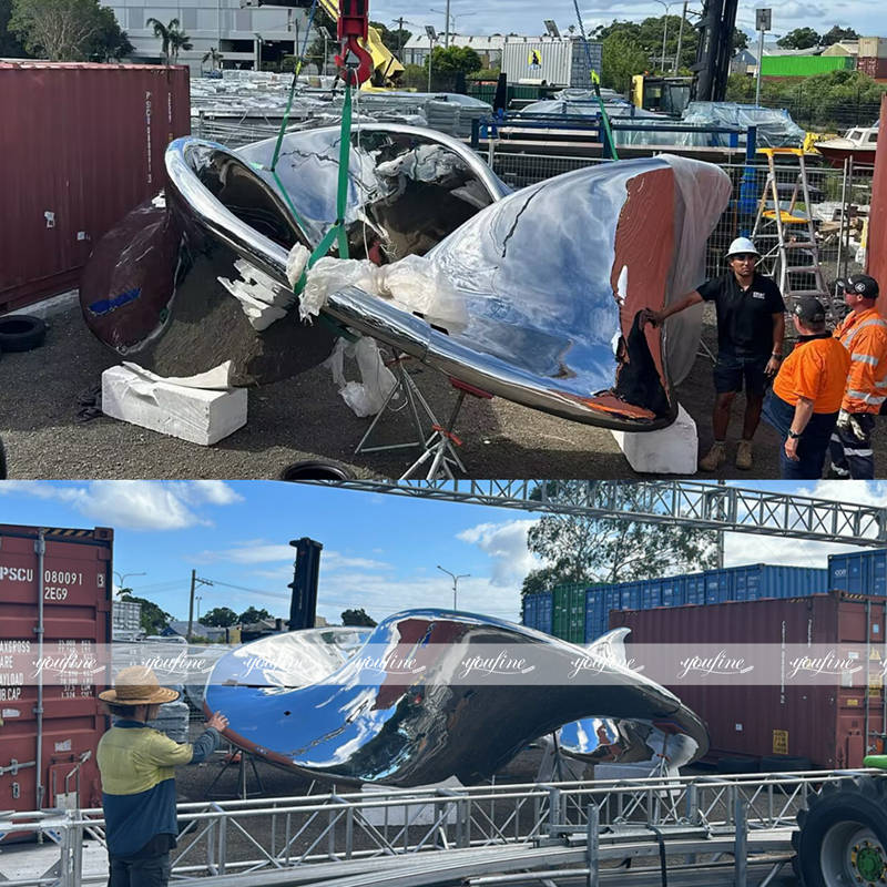 large stainless steel sculpture On Site Installation