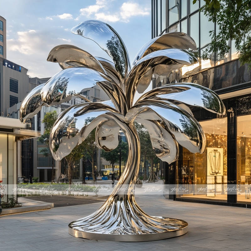 stainless steel tree sculpture project for urban street decor