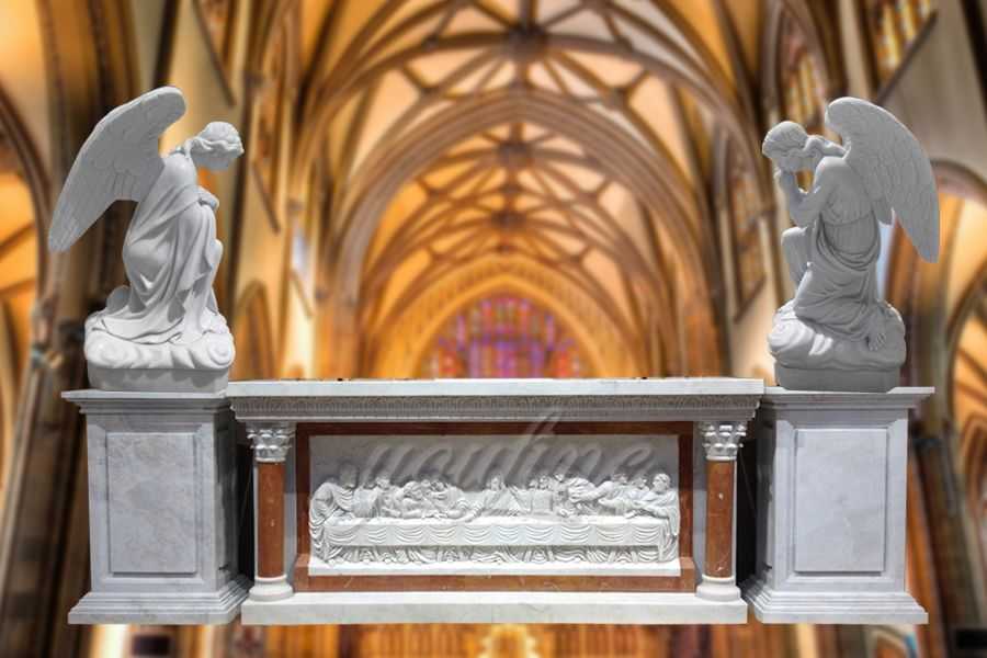 Custom Marble Church Altar Designs with Angel Statue - YouFine Sculpture