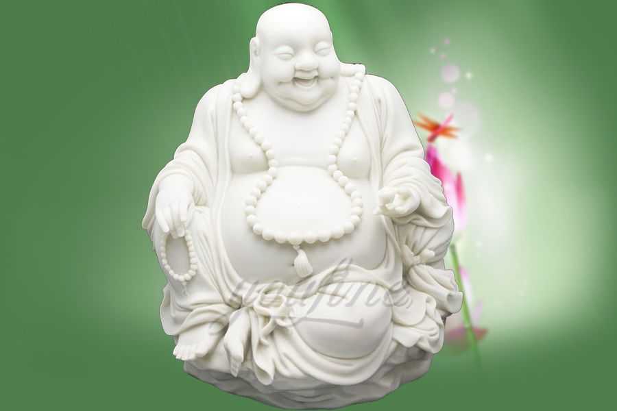 Decorative White Marble Laughing Buddha Statue You Fine Sculpture