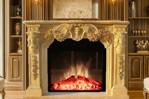 Beige Marble Statuary Fireplace Mantel