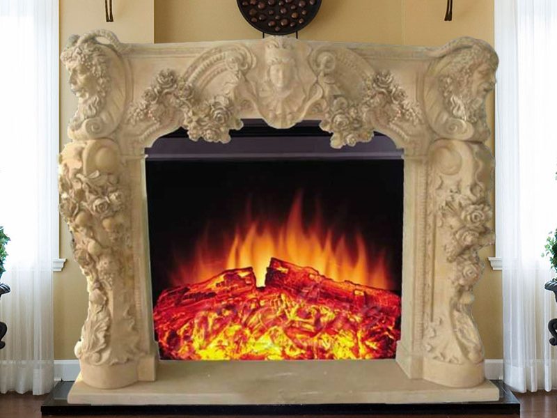 Classical Design Decorative Beige Marble Fireplace Mantel on Sale