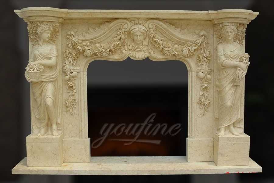 Kruipen volwassene spannend Decorative classical beige marble fireplace mantel for sale FTSF-04-You  Fine Sculpture