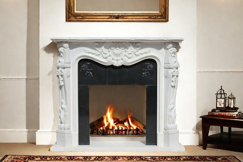 Hot Sale French White Marble Fireplace Frame