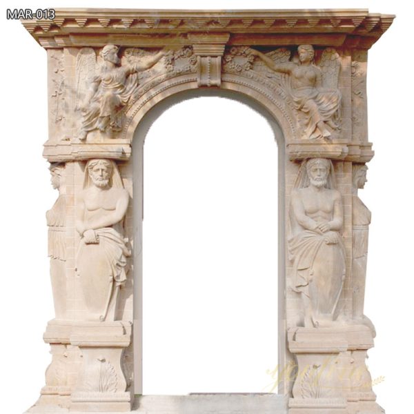 Grant Beige Marble Door Surround with Statues on Sale