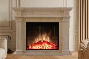 Regency Beige Natural Marble Fireplace Frame