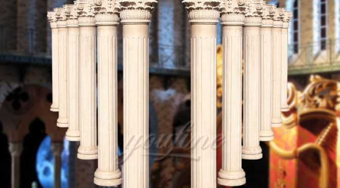 High polished roman hand carved beige marble columns for decoration ATMC-02