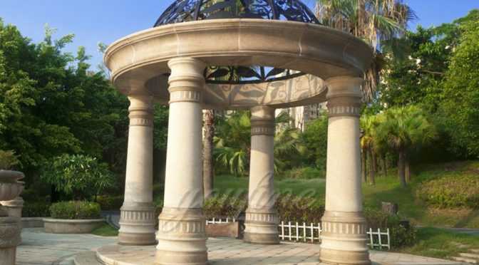 Large outdoor hot sale beige marble gazebo for sale MSMG-03