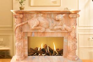 natural Marble Fireplace Frame with Panther