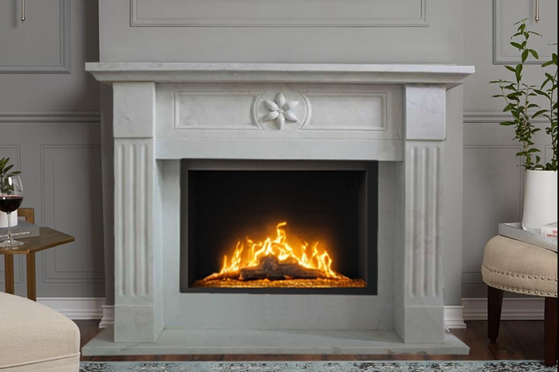 Modern Regency White Marble Fireplace Surround for sale