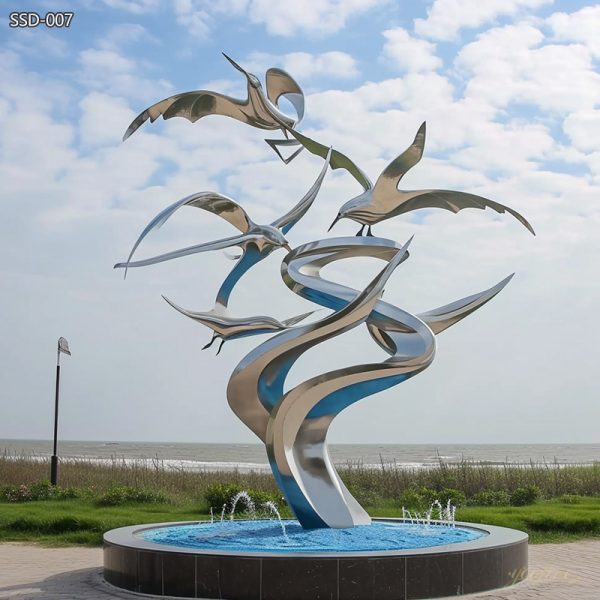 Painted stainless steel ocean bird sculpture