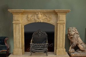 Hand carved Beige Regency Marble Fireplace Mantel