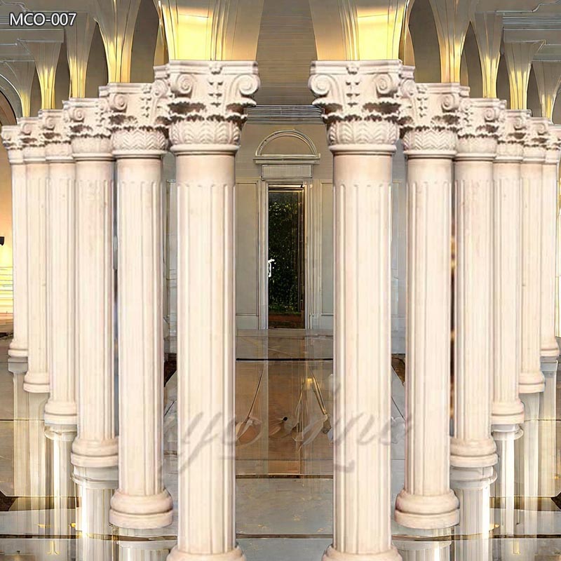 Roman Hand Carved Beige Marble Columns