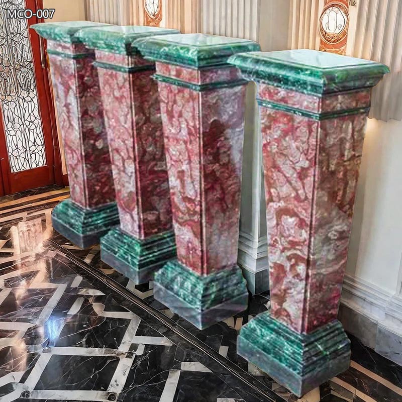 Square Red and Green Marble Columns