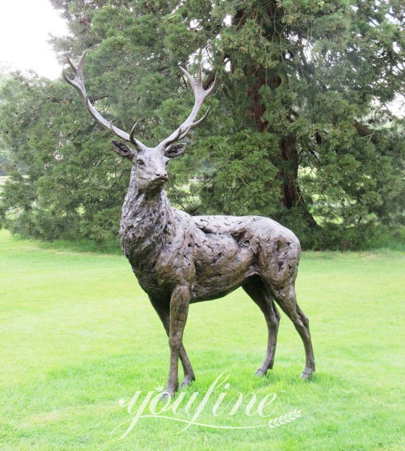 Outdoor life size bronze deer statue - YouFine Sculpture