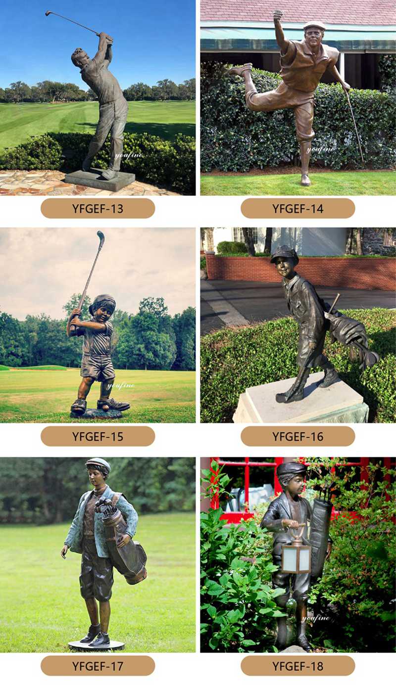 Leisurely life size outdoor bronze golf garden statue YouFine Sculpture