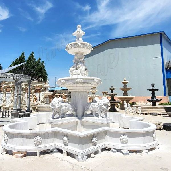 large marble lion fountain