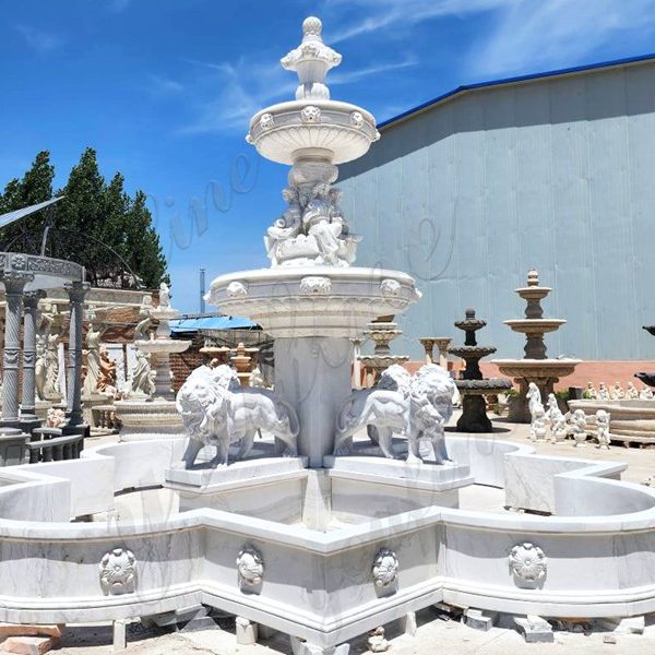 large marble lion statue fountain