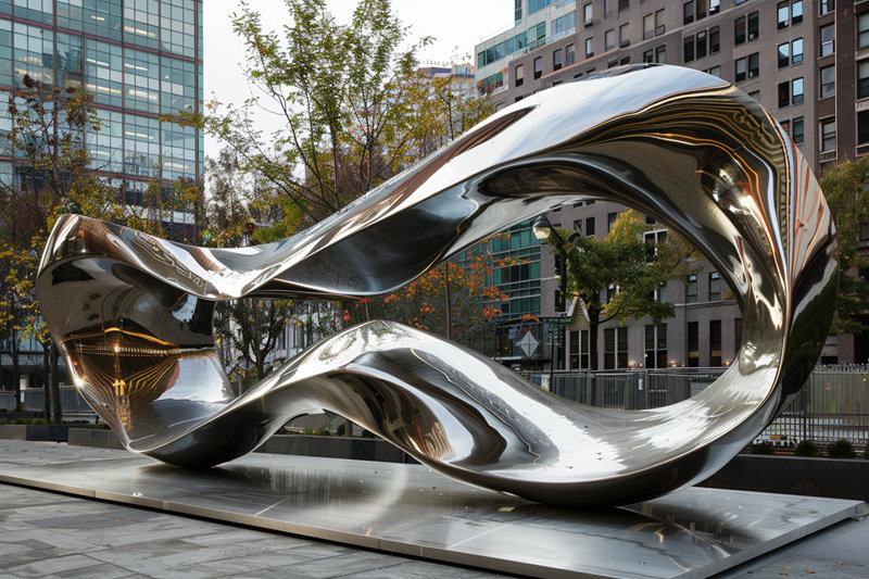 mirror polished stainless steel outdoor sculpture