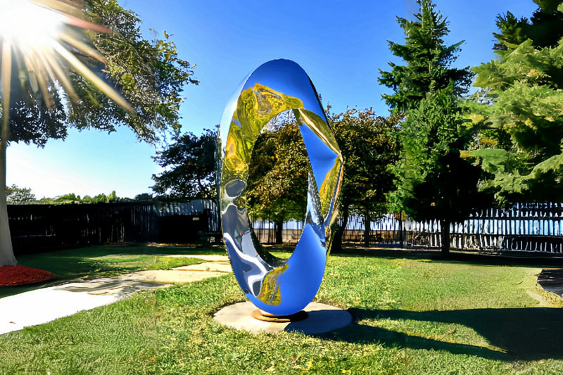 outdoor stainless steel abstract sculpture