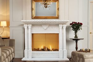 Natural White Marble Fireplace by Hand Carved