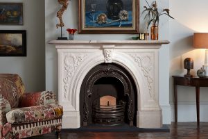 Natural White Marble Victorian Fireplace Mantel