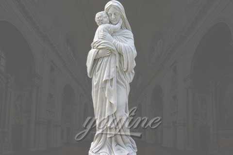 Outdoor Large  Mary and Baby Jesus Marble Statue