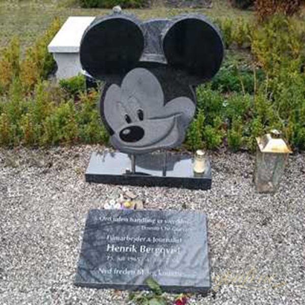 Black Granite Mickey Mouse Shaped Headstone