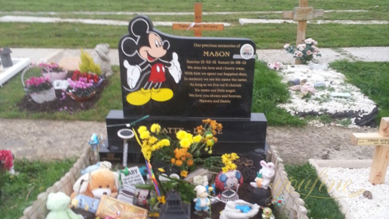 Black Granite Mickey Mouse Shaped Headstone