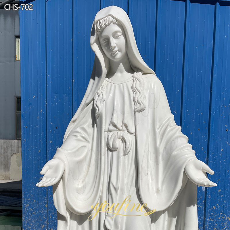 High Polished Hand Carved Mary Marble Statue details