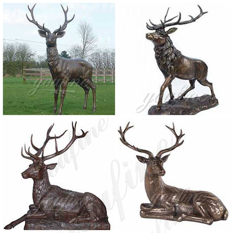 Garden Statue Indoor/Outdoor Animal Sculpture, Laying Down Deer Statues,  Bucking Lying Outdoor Sculptures Natural Realistic Garden Animal Art Decor