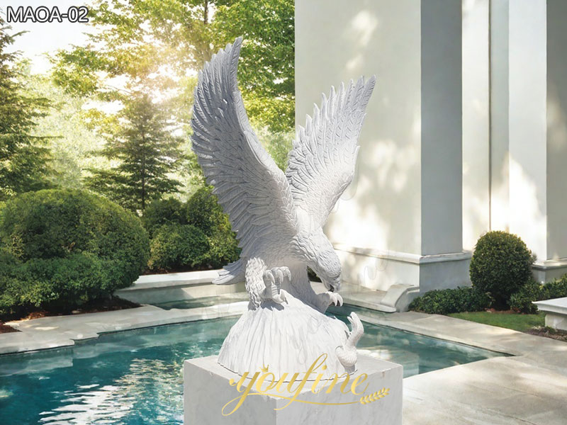 Outdoor Natural Carved Marble Eagle Statue