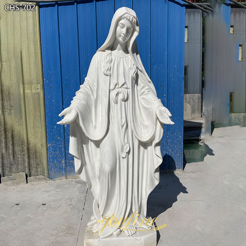 Polished Hand Carved Mary Marble Statue