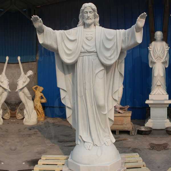 Large Hnad Carved Church White Marble Jesus Statue Open Arms for Sale ...