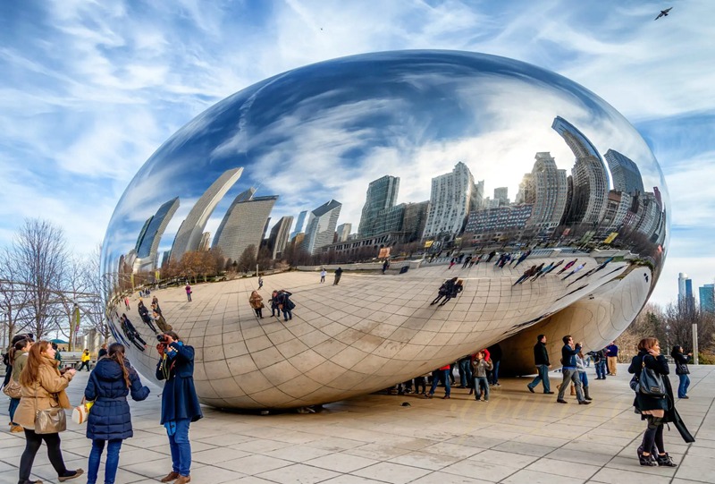 Modern Polished Stainless Steel Cloud Gate Sculpture for Sale