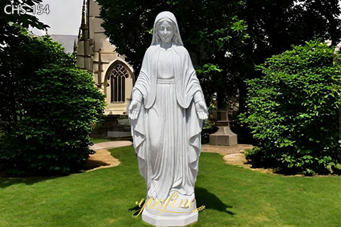 Hand Carved White Marble Blessed Virgin Mary Garden Statues for Sale CHS-154