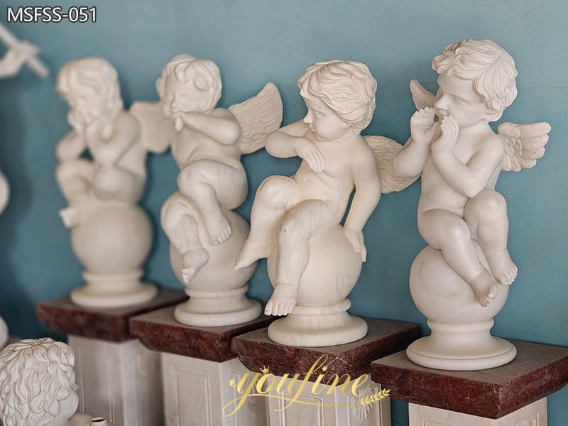 Cherub Four Seasons White Marble Statue