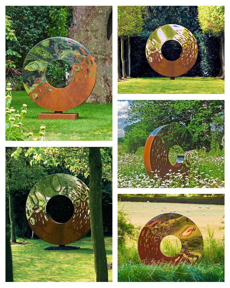 Corten Steel and Stainless Steel Garden Sculpture for Decor