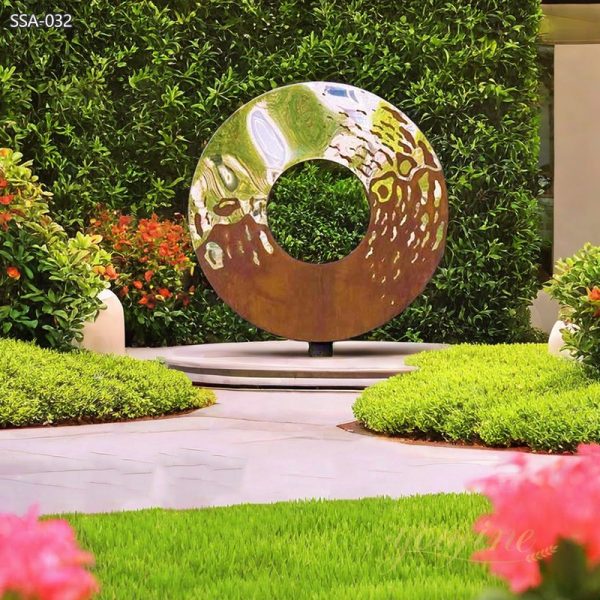 Corten Steel and Stainless Steel Garden Sculpture for Decor SSA-032