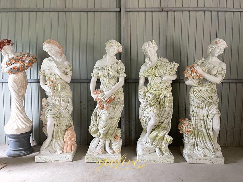 Four Seasons green Marble Statues