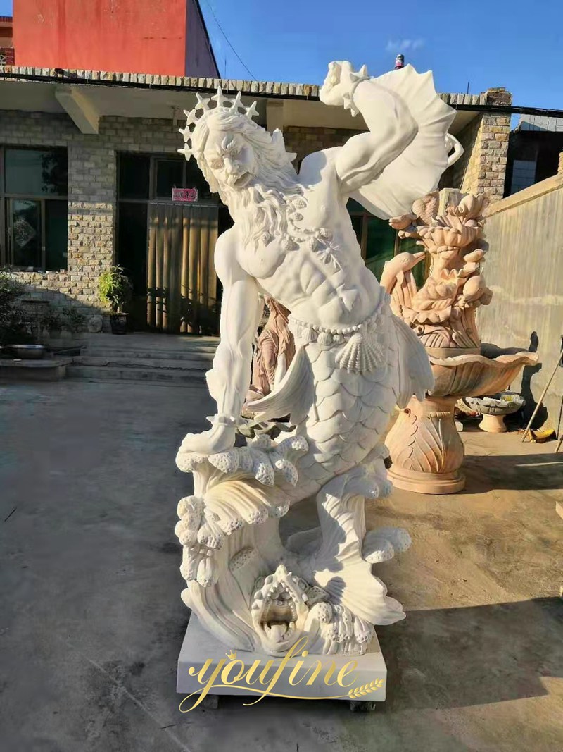 Garden Decor Life Size Poseidon Marble Statue