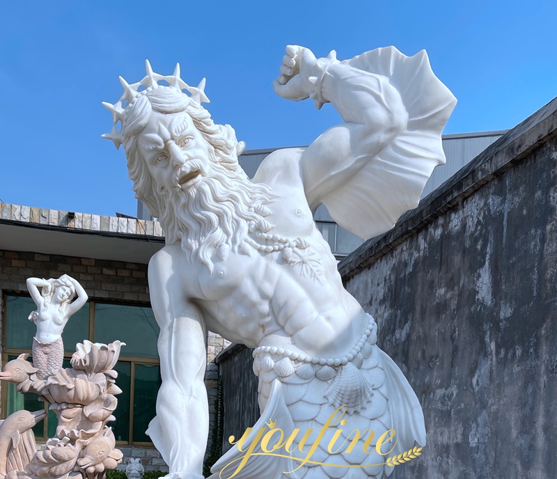 Poseidon Marble Statue details