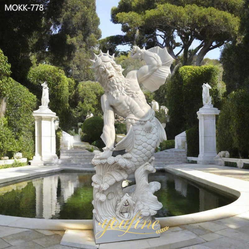 Garden Decor Life Size Poseidon Marble Statue for sale MOKK-778