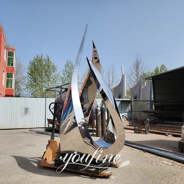 High Polished Outdoor Abstract Flame Metal Sculpture