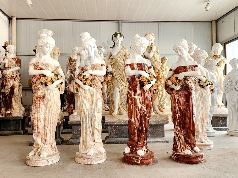 Multi Color Marble Woman Female Statues 4