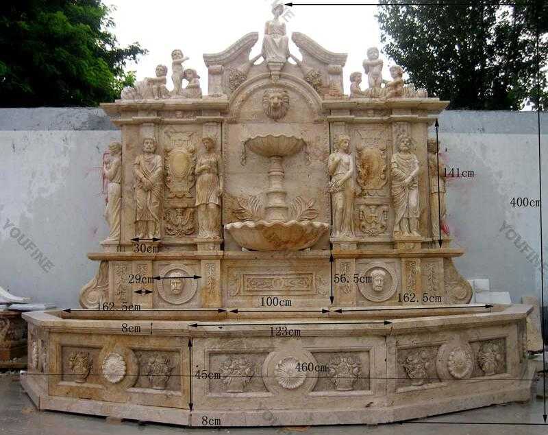 Marble lion design garden wall fountains with basin for home decor MOK-133-You Fine Sculpture